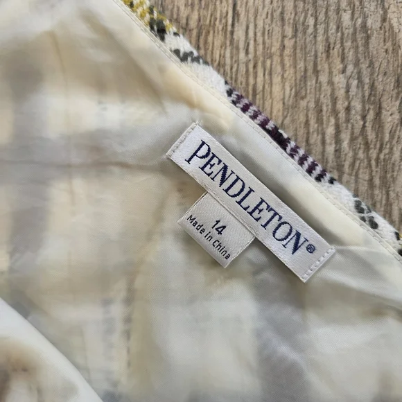 Pendleton Vintage Plaid Double-Breasted Skirt Suit Wool Plus Size 14 18 - Picture 8 of 8